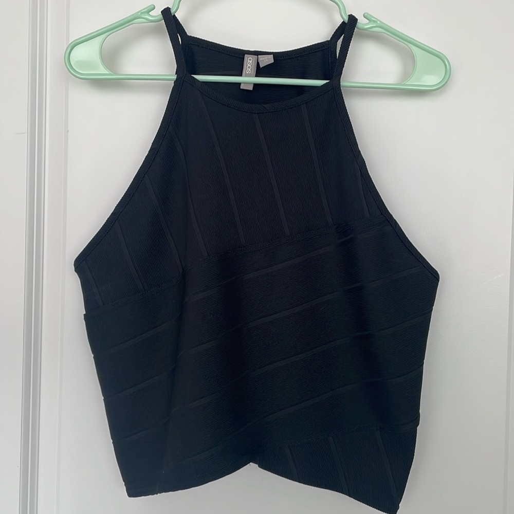 Cropped Black Knit Top